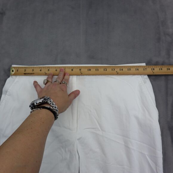 Ruby Rd Pants Womens 14 White Ankle High Rise Elastic Waist Stretch Hook Eye - Picture 3 of 16